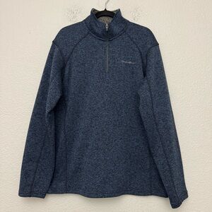 Eddie Bauer Blue Heathered 1/4 Zip Pullover Men's Size Large